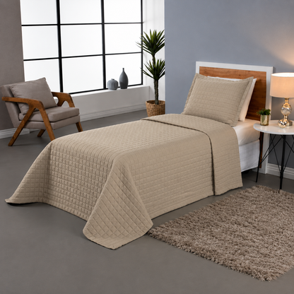 Kit Cobre Leito Matelado Copacabana 2 Peças Solteiro 100% Poliéster Micropercal