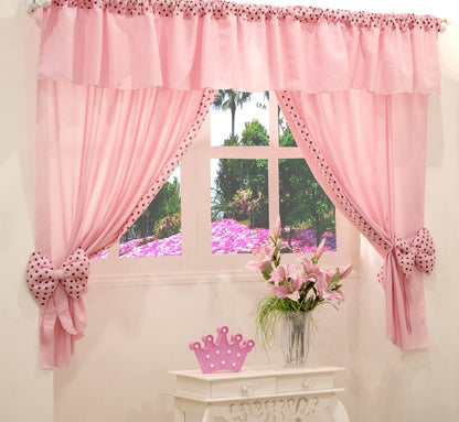 Cortina para quarto Ursinha Rosa 2 metros