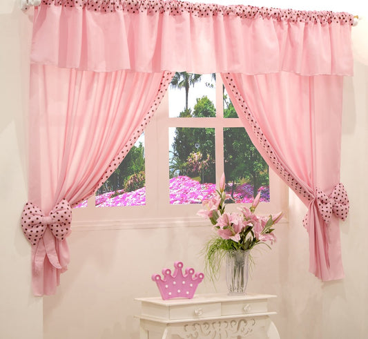Cortina para quarto Ursinha Rosa 2 metros