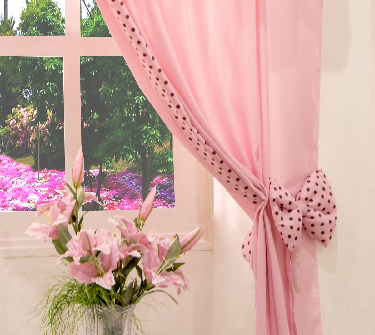 Cortina para quarto Ursinha Rosa 2 metros