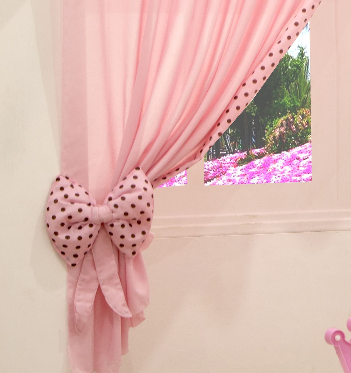 Cortina para quarto Ursinha Rosa 2 metros