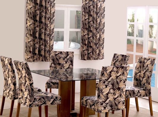 Capas de Cadeira 04 Lugares Floral Preto