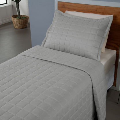 Kit Cobre Leito Matelado Dupla Face Soft 2 Peças Solteiro 100% Poliéster - Cinza