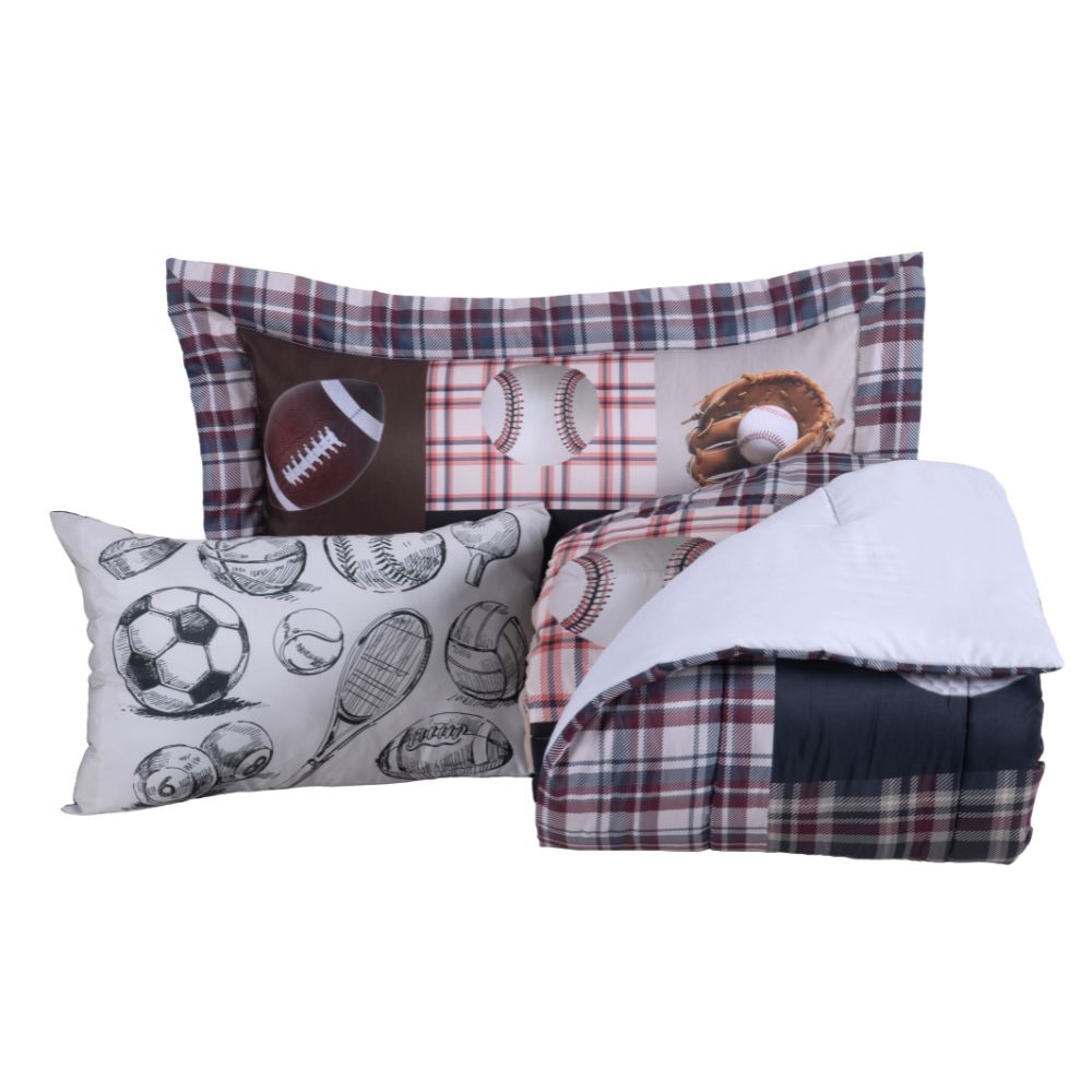 Kit Edredom Estampado Boy 4 Peças Solteiro 100% Poliéster 300 Fios Estampa Digit